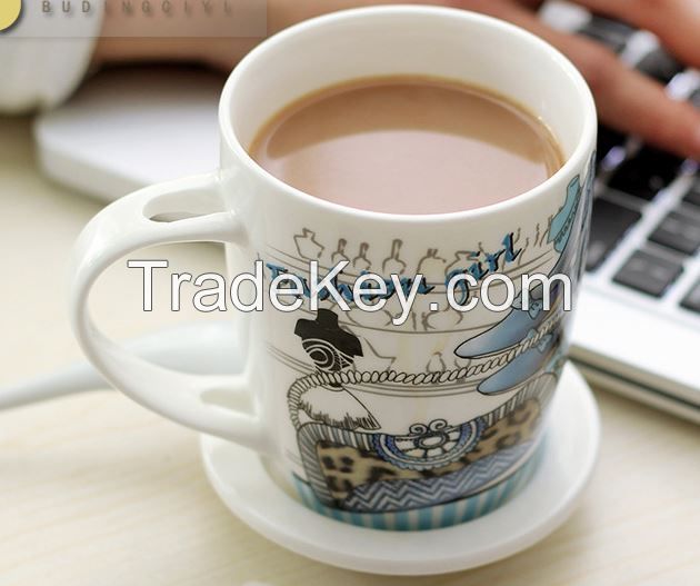 Porcelain Mug with Handle, Smooth Molded Ceramic Mug