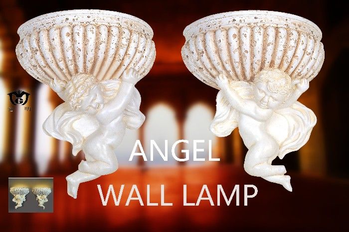 wholesale stone powder wall lamp angel lamp living children room lamp LED halogen energy saving lamp