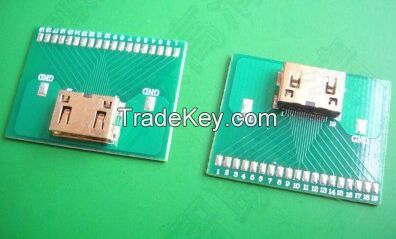 Mini HDMI test female, HDMI C TYPE Female + PCB board, nickel-plated h