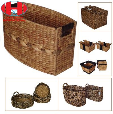 Rectangular Water hyacinth Basket, Rattan baskets, storage baskets, Palm leaf trays, handicraft Vietnam Viet Nam