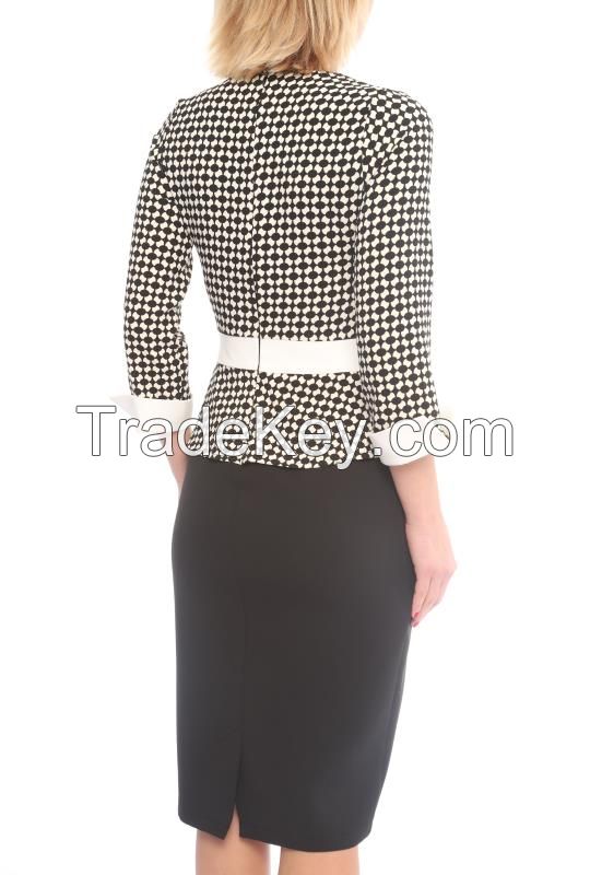 Office Style 3/4 Sleeve Knee Length Ladies Dresses