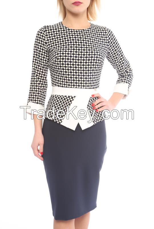 Office Style 3/4 Sleeve Knee Length Ladies Dresses