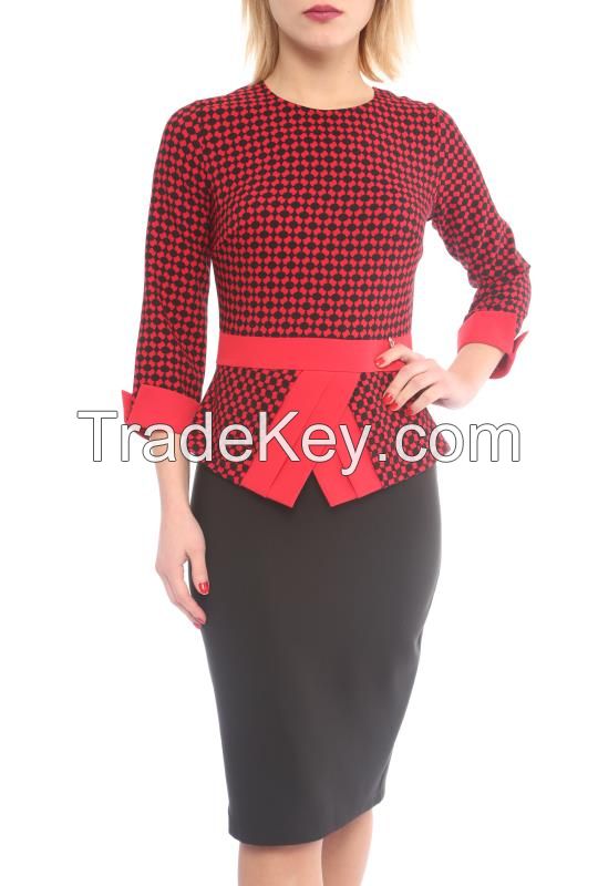 Office Style 3/4 Sleeve Knee Length Ladies Dresses