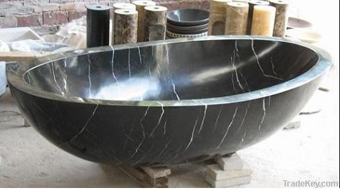 Nero Marquina marble bathtub