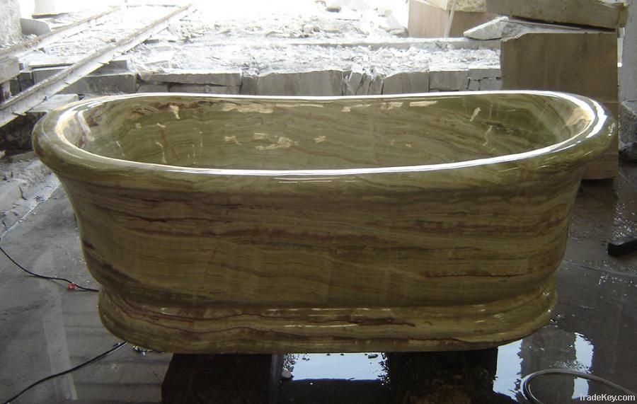 Oval Green onyx marble bathtub