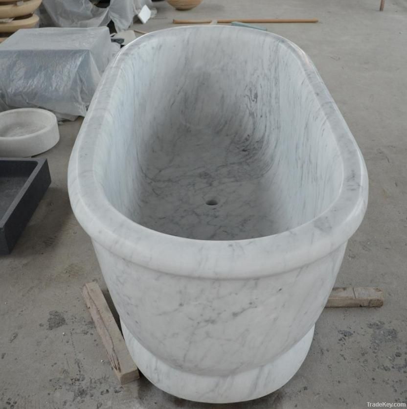 Carrara white marble freestanding bathtub