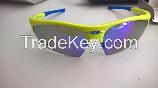 Yellow PC frame sports sunglasses with polarized lens for cycling 