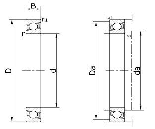 Single-row angular contact ball bearing 70000type