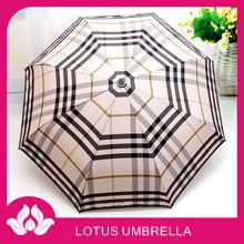 British plaid three folding umbrella