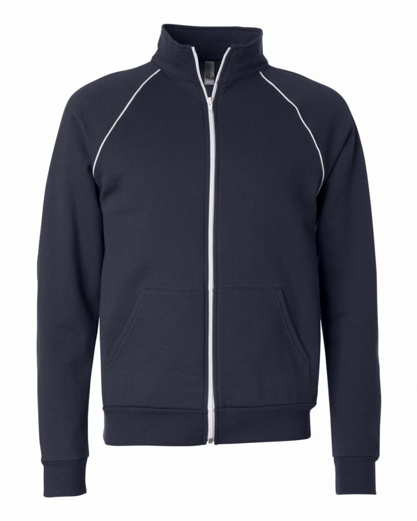 Full-Zip Fleece Cadet Collar Jacket with Piping