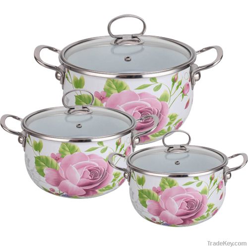 2014 New design enamel Casseroles with label/color optional