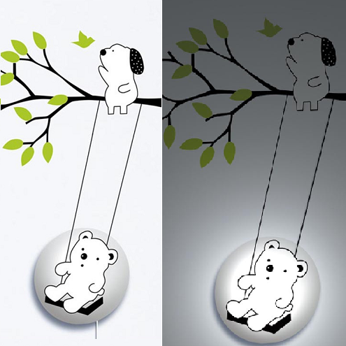 26R016 Bear on the Swing Cartoon Children Wall Lamps