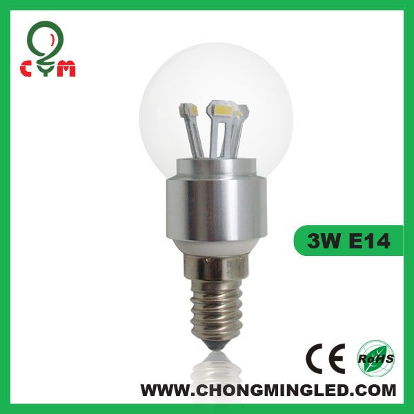 3w glass shape E14 LED candle light