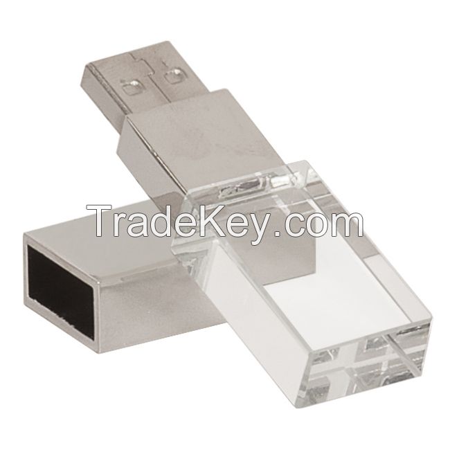 Hottest Acrylic &amp; Metal Material USB Flash Pen Drive With 3D Logo Free Layout