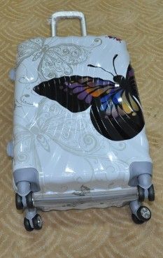 spinner lightweight fashionable Butterfly print pc trolley luggage