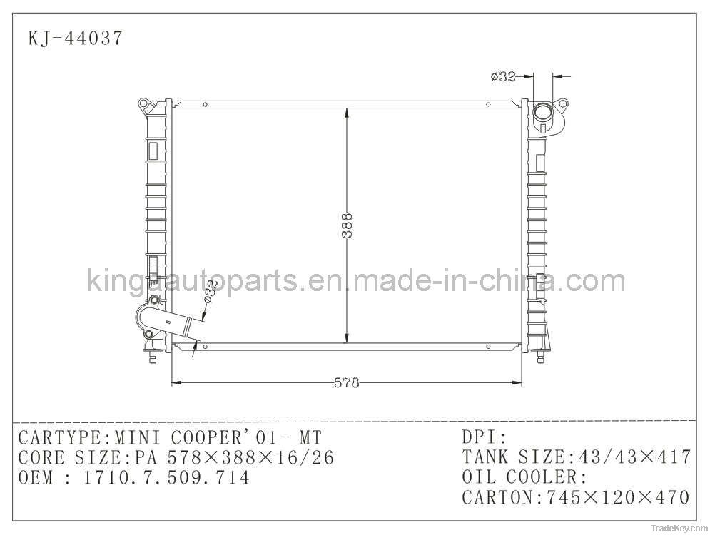 Auto Radiator for Mini Cooper' 01- MT (KJ-44037)