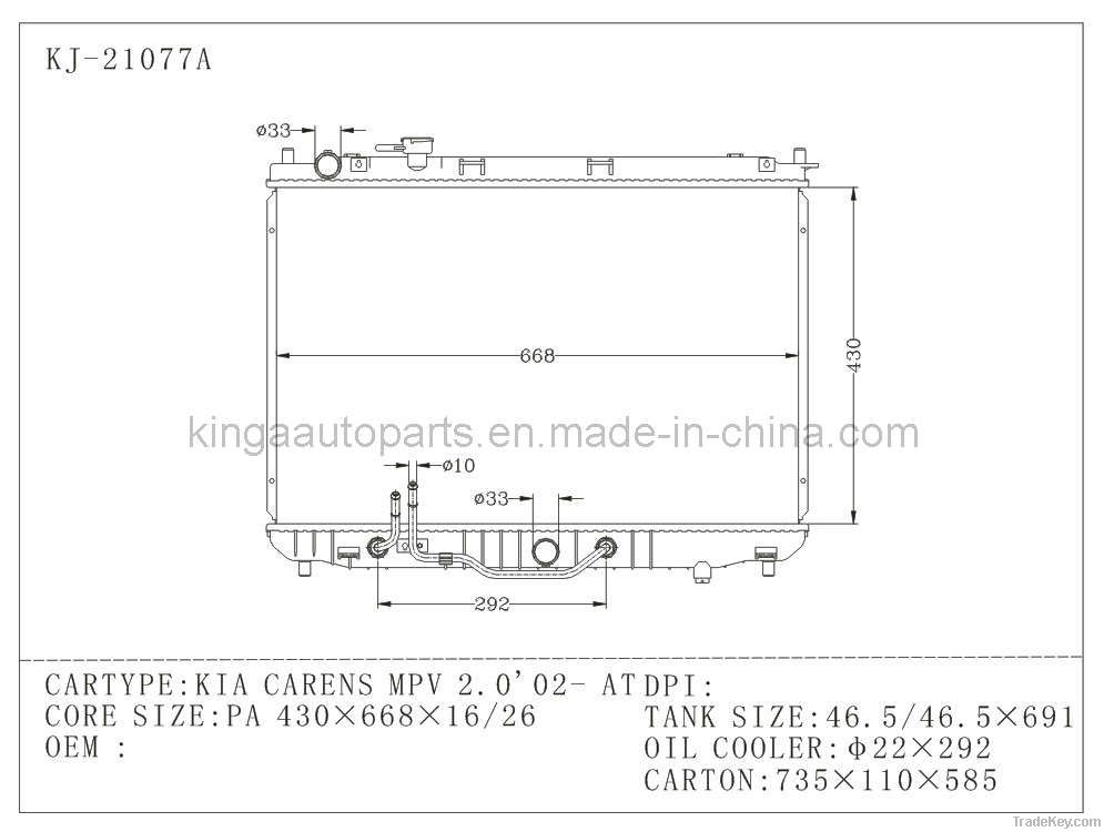 Auto Radiator for KIA Carens MPV 2.0' 02 at