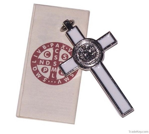 St. Benedict Crucifix Pendant With White Enamel