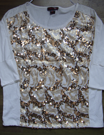 LADIES 60%COTTON 40%POLYESTER KNIT TOPS WITH SEQUINS