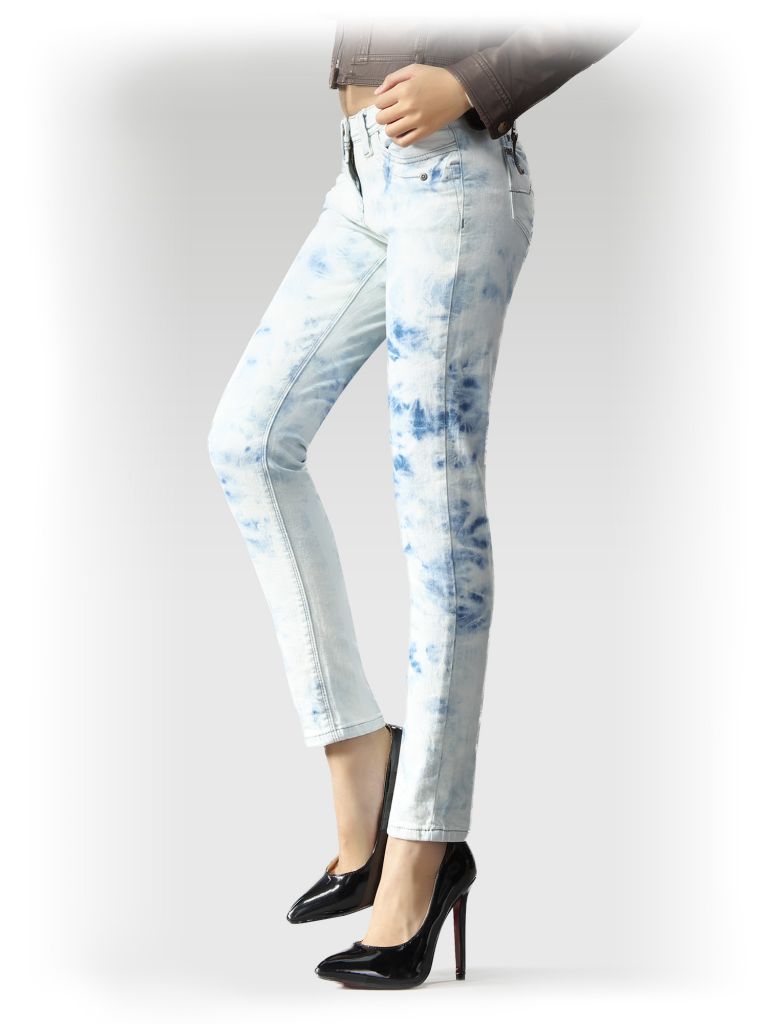 Ladies 98% cotton 2% elastane slim leg denim jeans with multi back pockets