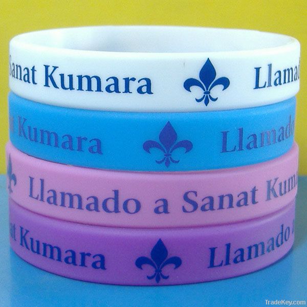 Printed customized silicone wristband/custom silicone bracelet