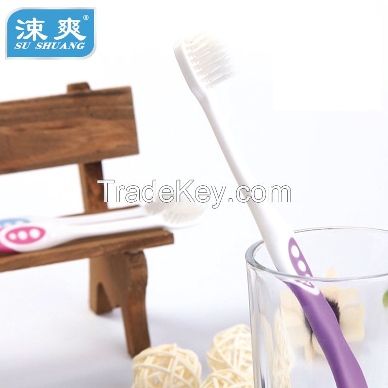 Small brush head, bi-level bristle, soft bristle toothbrush