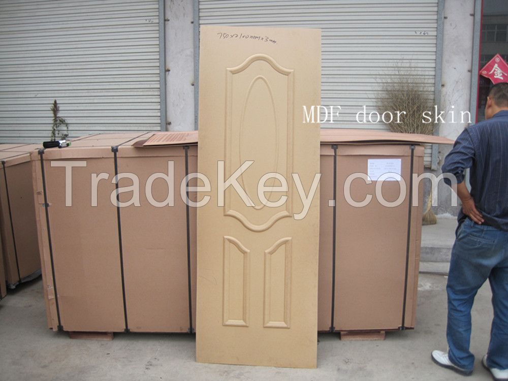 door skin faced with natural wood veneer or melamine or painted