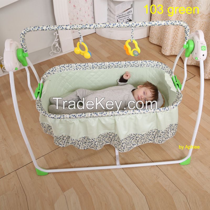 Metal frame cotton fabric auto baby rocker swing bed baby cradle cot bed electric baby bassinet crib wholesale China