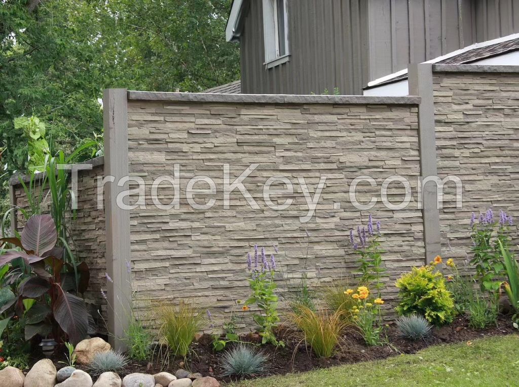 Interior and Exterior Polyurethane Faux Stacked Rock Stone Siding Panel Factory