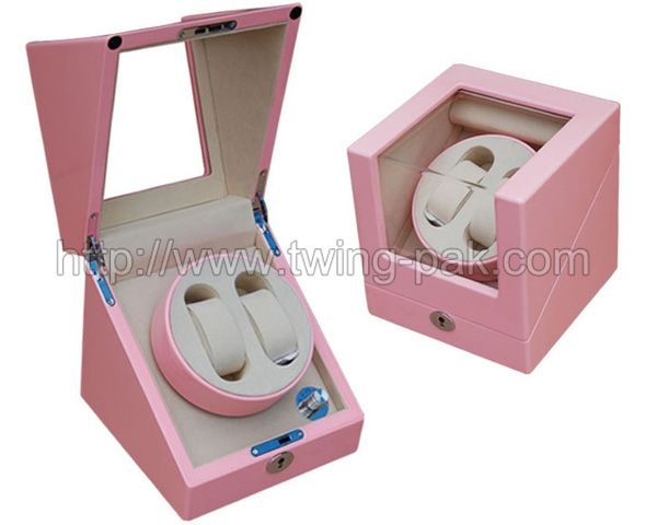 WW-8087P One rotor pink color automatic wooden watch winder for womens/ladies