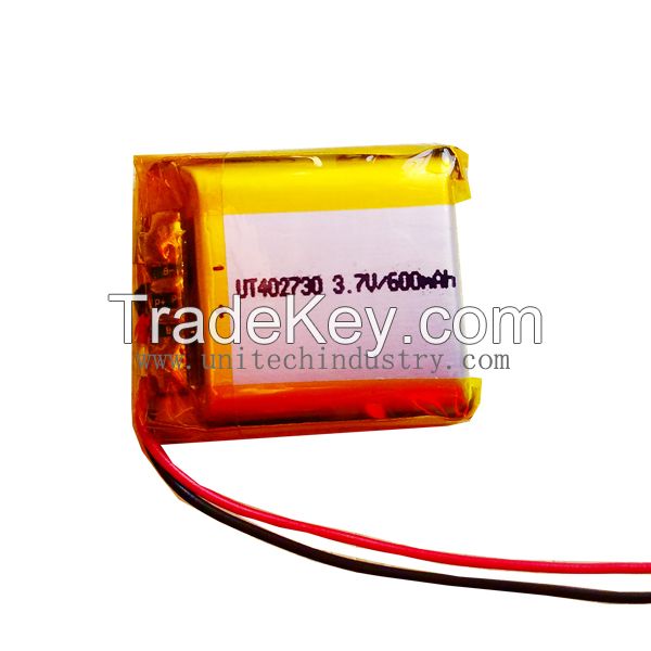 UT402730 Lithium Polymer lipo Battery With 600mAh/unitech energy system ltd