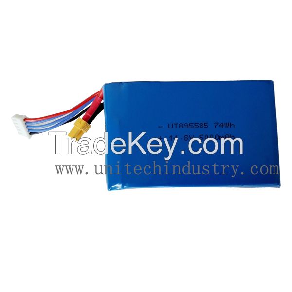 Drone lipo battery pack 10C continues discharge UT895585 5000mAh 14.8V