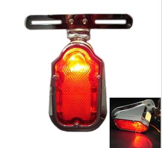 BJ-LPL-016 Chrome Universal Tombstone Motorcycle LED Rear Tail Light for Motorcycle Bobber Custom Chopper