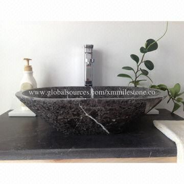 Grey Marble Bathroom Counter-mounted Washbasin, Measures 520x350x127mm