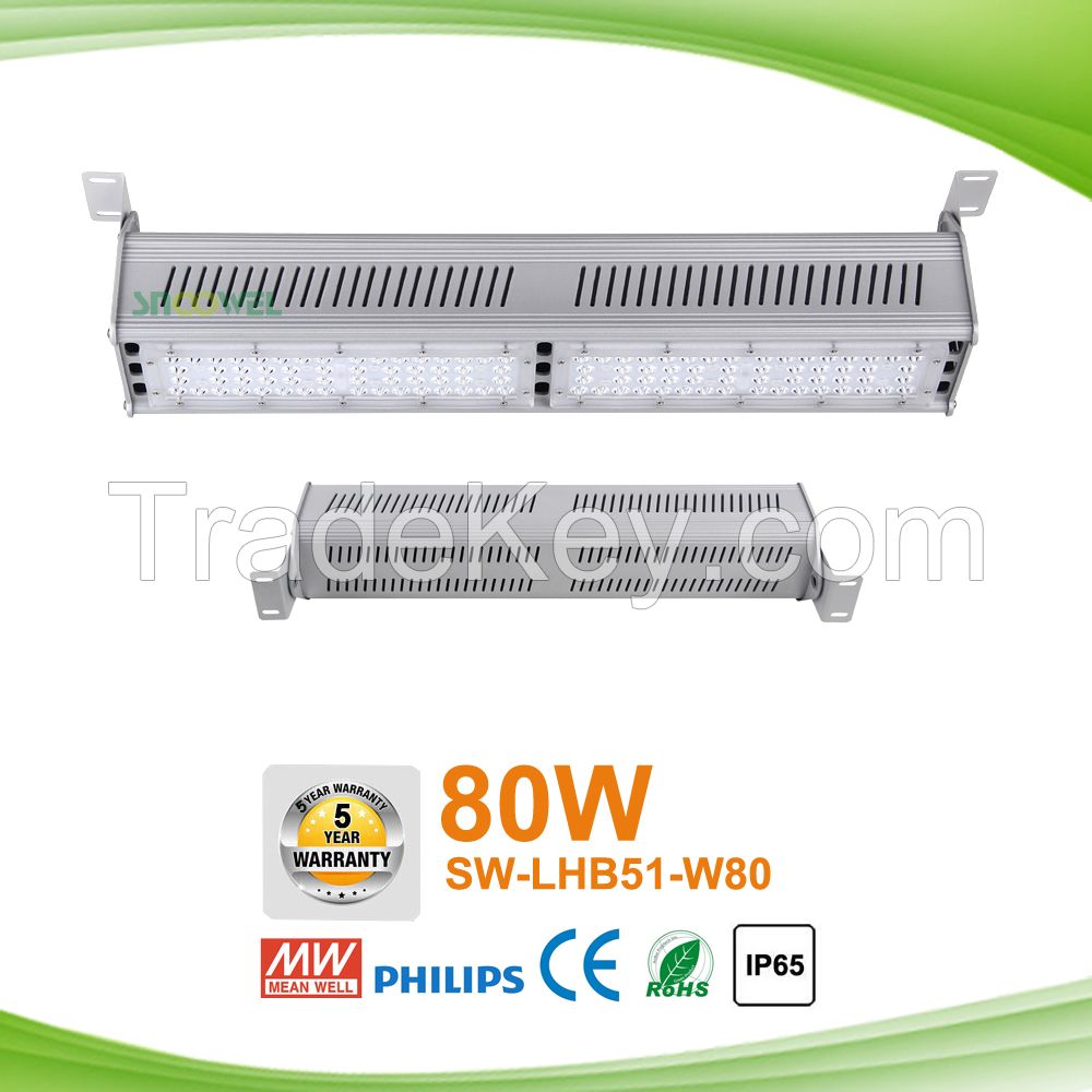 Better cost performance 80W 120lm/w 5 years warranty LED linear high bay lights