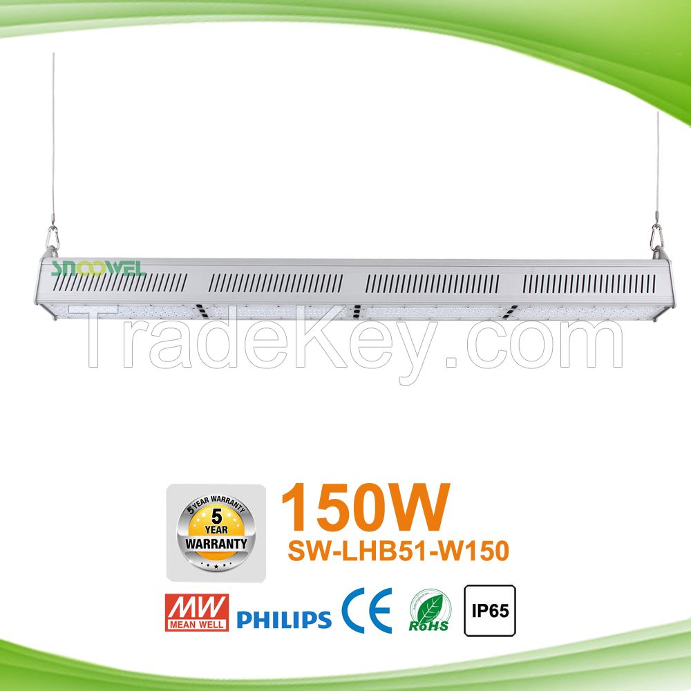 Warehouse lighting 120w 120lm/w IP65 LED linear high bay light with Mean Well