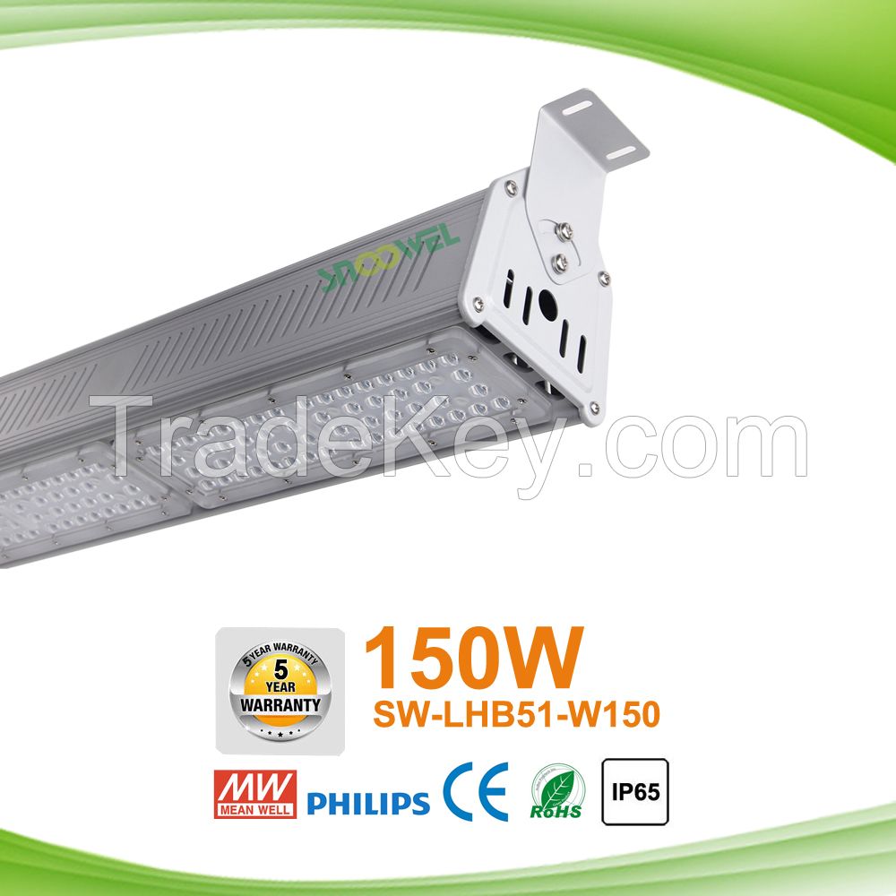 2016 Factory price 150W 130lm/w LED linear high bay light with Mean Well