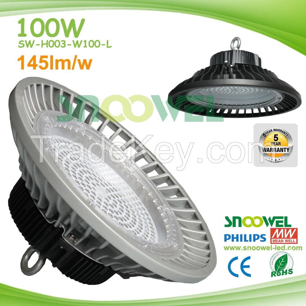 High brightness 100W 145lm/w New design UFO LED high bay light