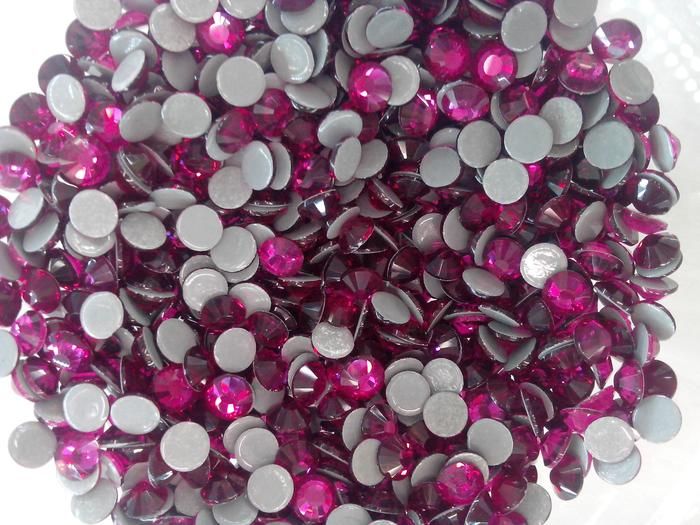 High quality hot fix rhinestone with strong glue/Fuchsia