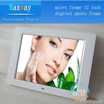 Super slim 12 inch digital photo frame ad video