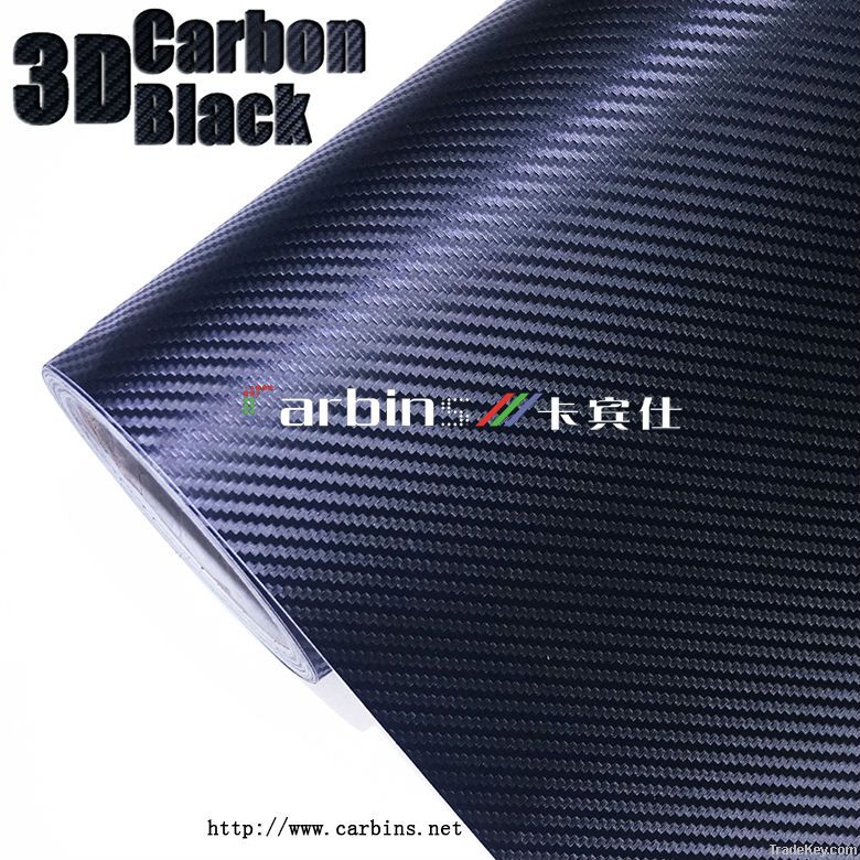 1.52*30m Black 3D Carbon Fiber Car Vinyl Sticker for Car Decoration