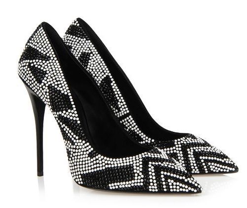 Gorgeous black crystal party shoes.evening dress shoes 