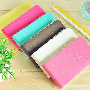 Office Supplies MINI Smiling Face Notepad Solid Color Plastic Cover Notepads 11*6Cm