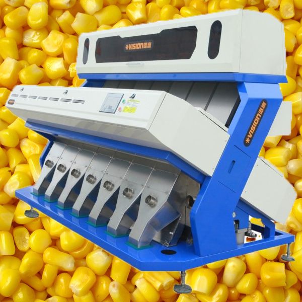 Best sell high output 448Channels 7Chutes Vision Corn LED CCD optical Color sorter machine