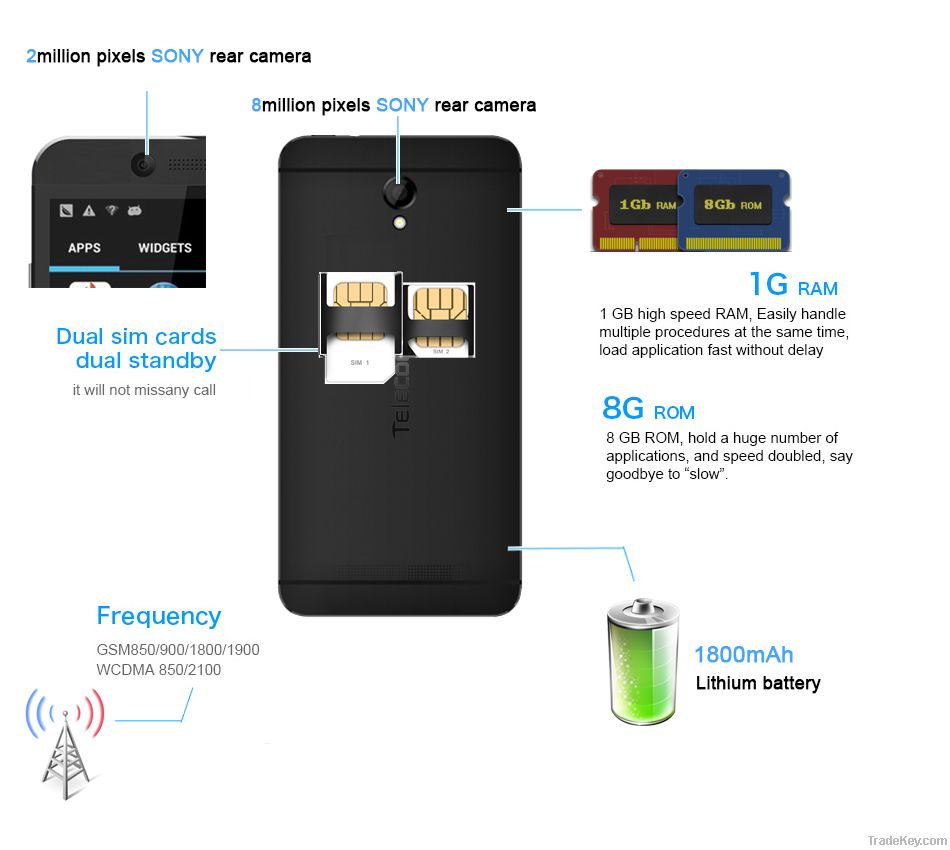 Mt6582 Quad-Core Android Mobile Phone