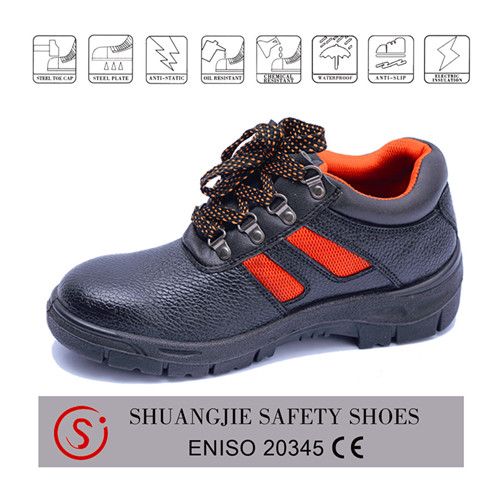 PU sole buffalo leather safety shoes steel toe cap safety work boots,