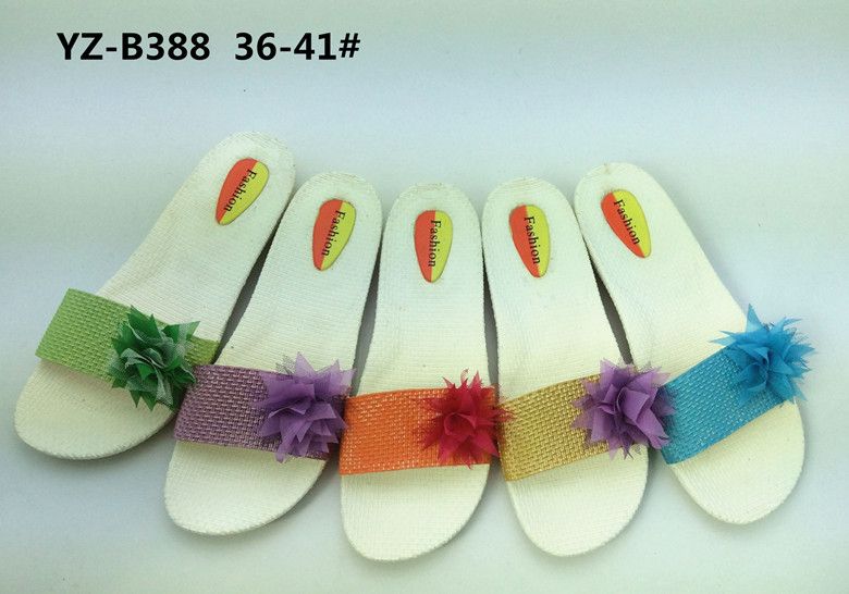 Newest Women's PCU Flat Slippers with Fabric Flower