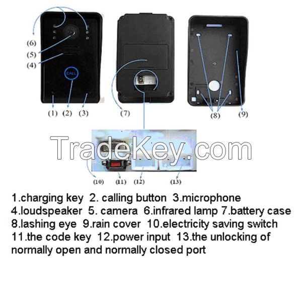 Wireless  intercom video door phone system with 7 inch monitor