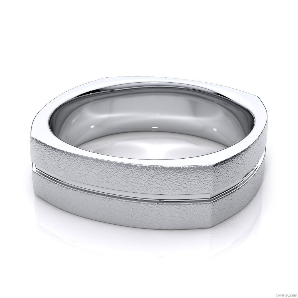 Two Tone Wedding Ring in 14k White Gold   (7mm) European Shank