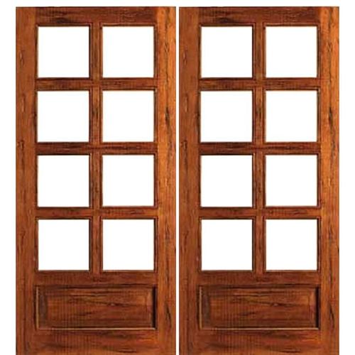 French Double Door | Double Door with Panel Bottoms, 8 Lite Solid Rustic